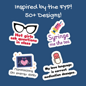 50 PCS Funny Motivational Nurse Vinyl Aesthetic Sticker Pack